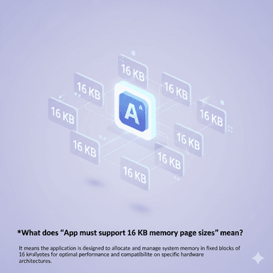 What does “App must support 16 KB memory page sizes” mean?